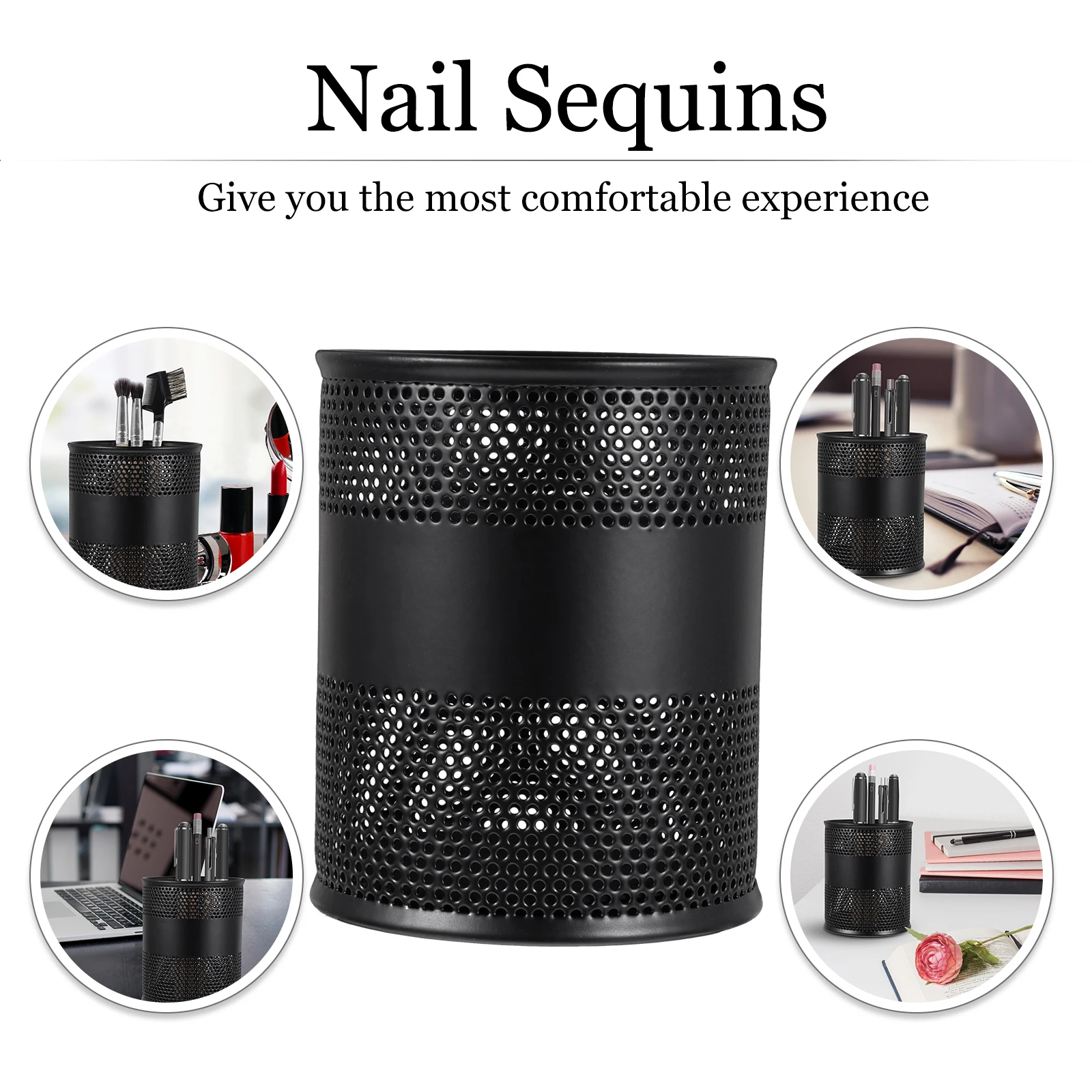 

2 Pcs Stationery Container Metal Pen Holder Desktop Organizer Storage Box Cup for Office Supplies