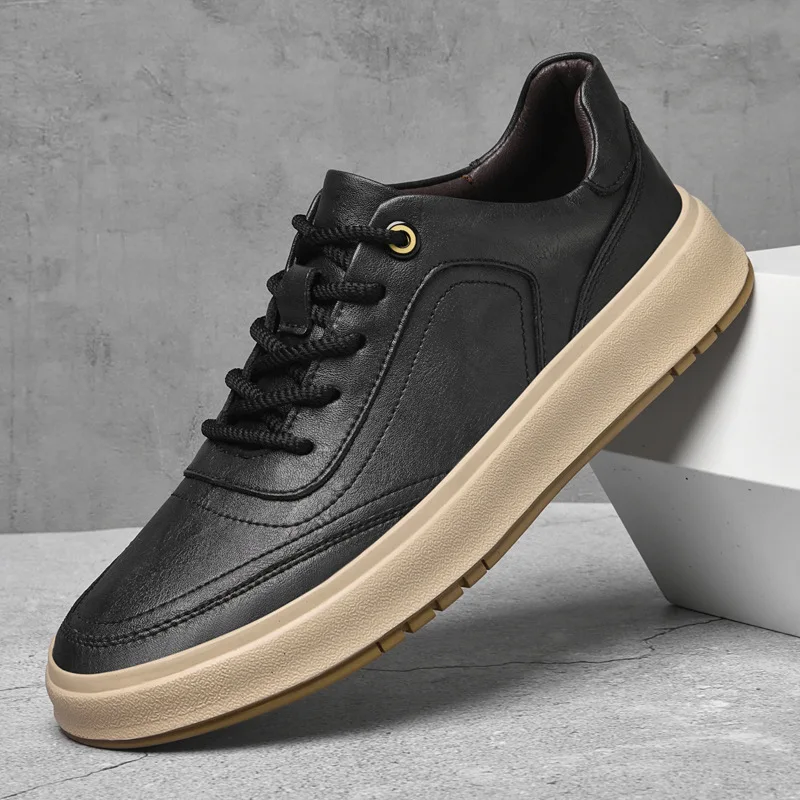 Board shoes men 2026 new cowhide casual shoes men retro versatile youth leather shoes