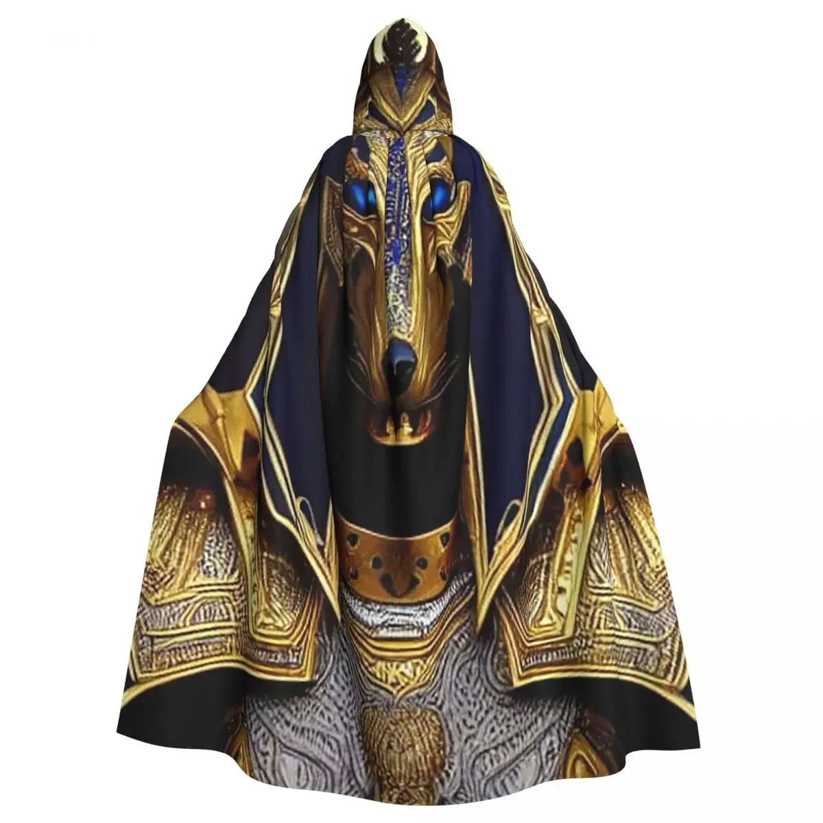 Egyptian God Anubis Art Long Hooded  Witch Medieval Costume Cosplay Cape HalloweenCoat Adult Unisex