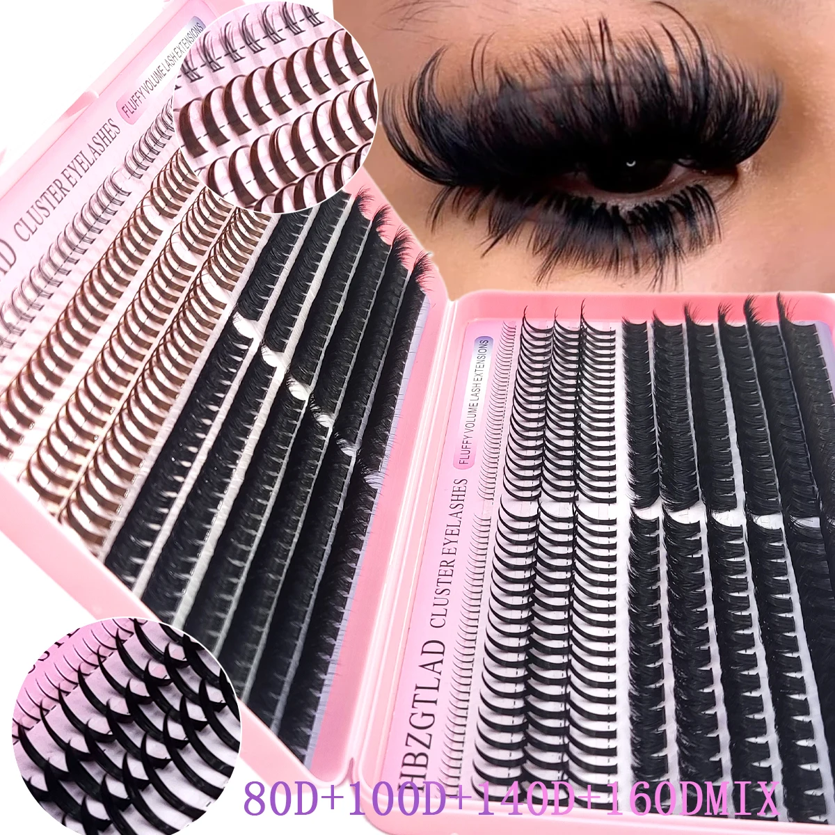 80D-160D Wimpern Buch Stil Unten + Spike Cluster Wimpern Manga Wimpern Cluster Verlängerung Spike Cluster Anime Wimpern