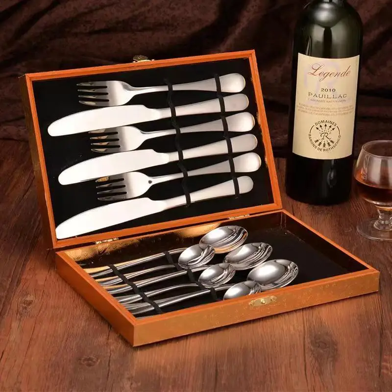 Steak Cutlery Western Food Tableware Set Stainless Steel Cutlery Spoon European Cutlery Full Set of 16 Gift Boxes