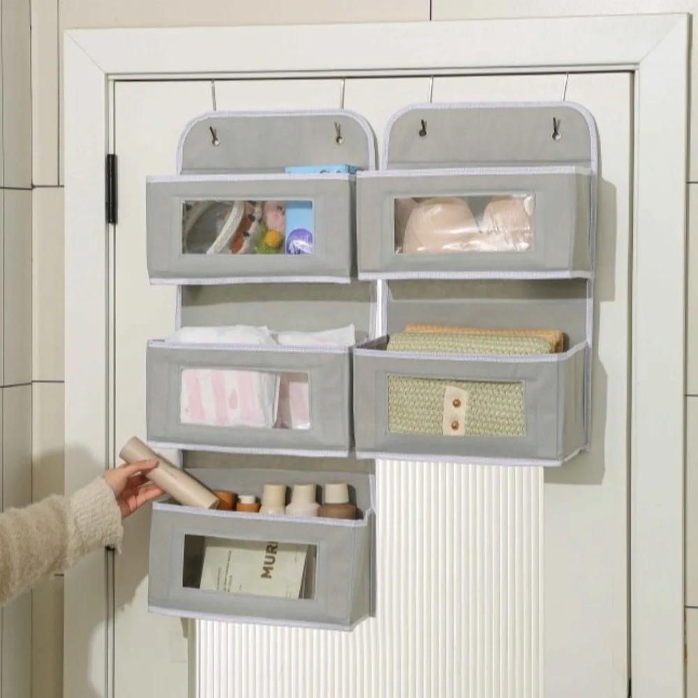 New 3/4/5 Tiers Over Door Organizer Space Saving Durable Behind Door Pouch Clear PVC Window Storage Organizer Home Use