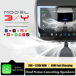 For Tesla Model 3/Y 7” Rear Entertainment Fast Charge Port Display  Original Car Air Conditioning Control 2+32g Smart Display