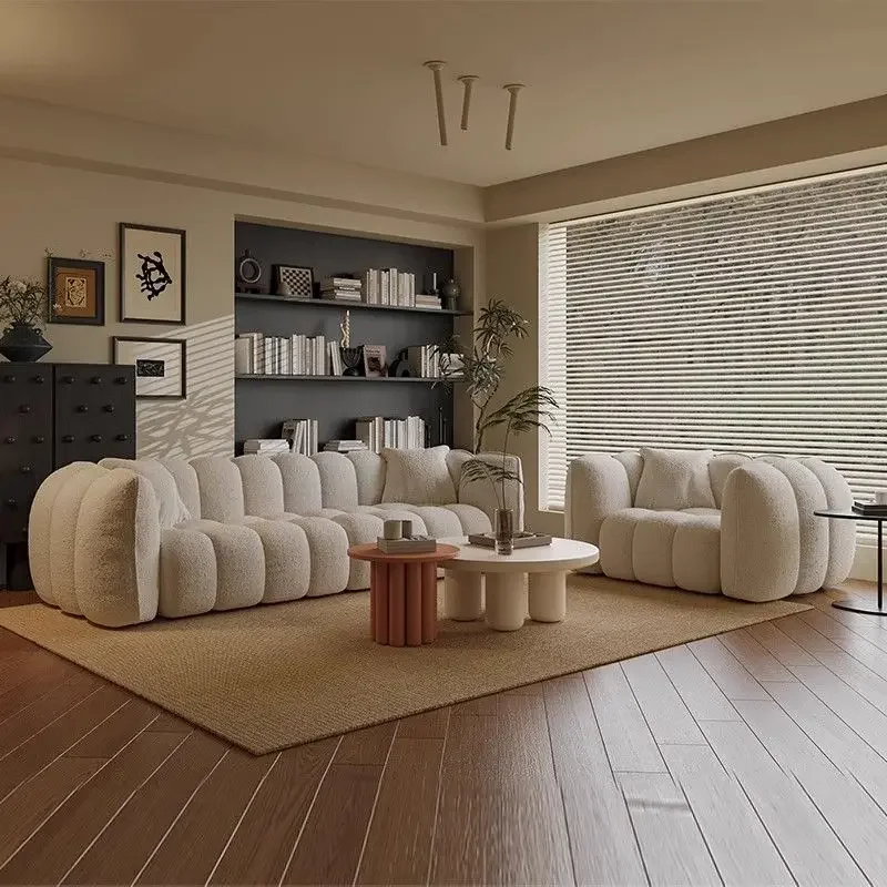 

Cream wind single lazy sofa, lamb wool sofa chair