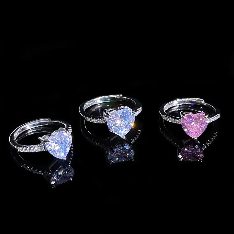 

Муассанит MDL. Стильные украшения в Европе и США для простой девушки, розовое кольцо с имитацией сердца 8*8, кольцо с розовым бриллиантом