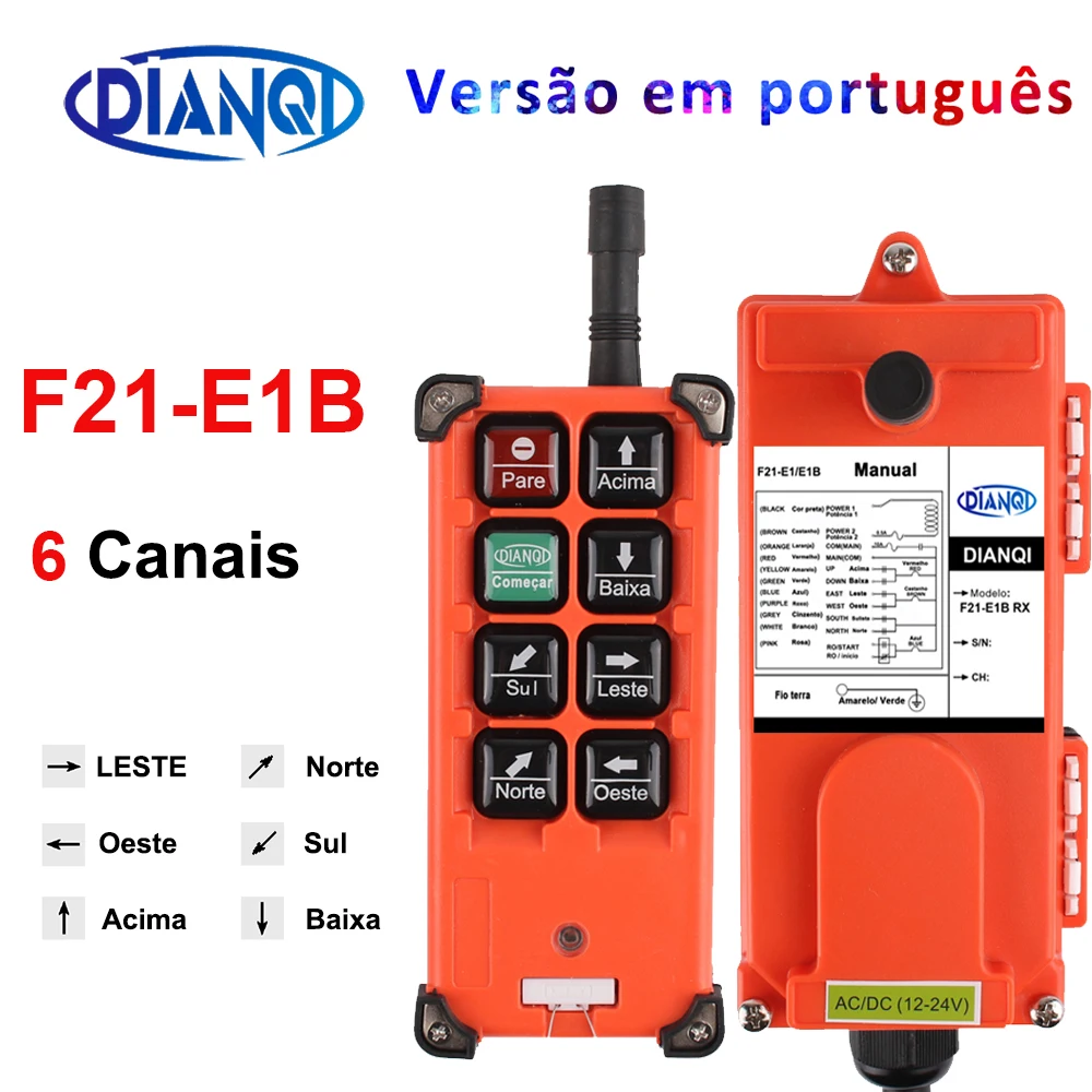F21-E1B 4 languages AC 220V 110V 380V DC 12V 24V wireless Industrial remote controller switches for Hoist Crane Control Lift