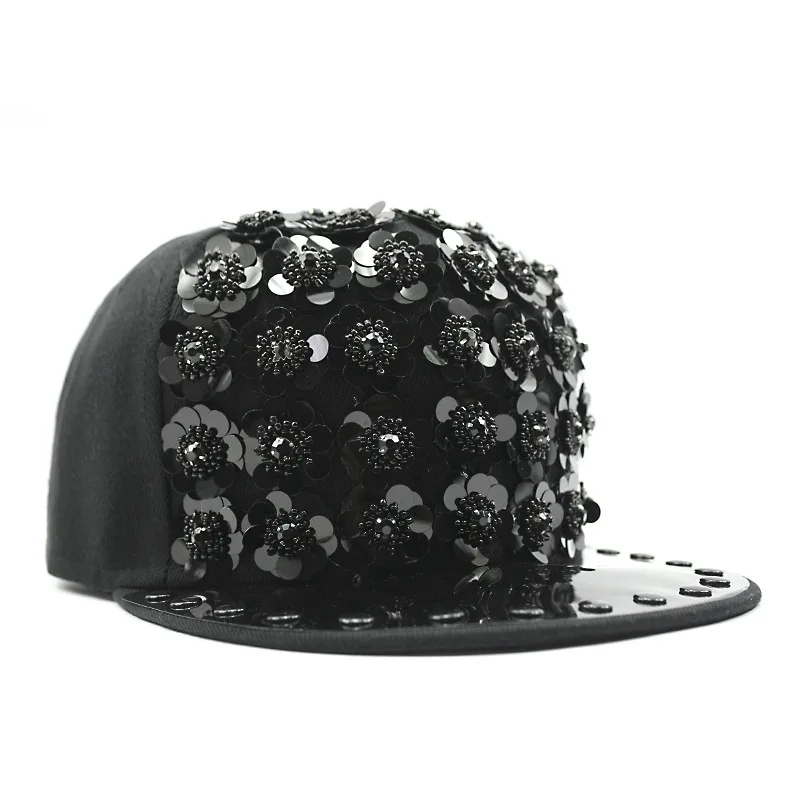 Hip Hop Dance Show Women Baseball Cap Cool Nightclub Girl Nail Flower Cap Glisten Nightbar Female Cap