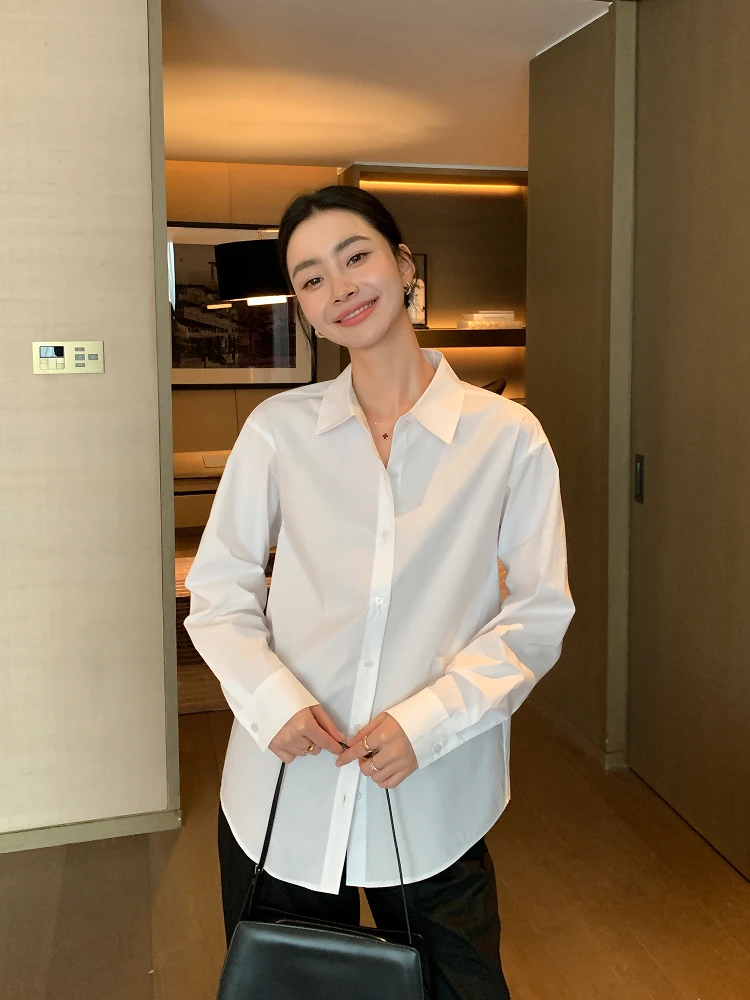 

Maven Lin Women's High Densi Cotton White irt Long Sve Casual Sle Loose Fit Breathable Comfortable Skin-Friendly