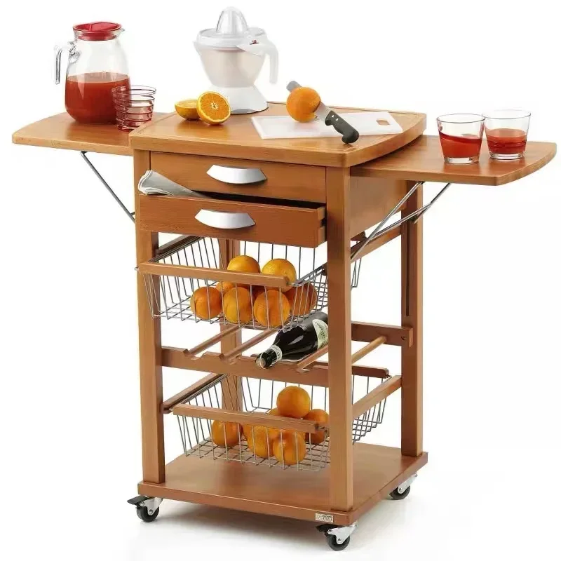 

Wheeled Modern Kitchen Trolley Serving Trolley Cart with Cupboard Compartment