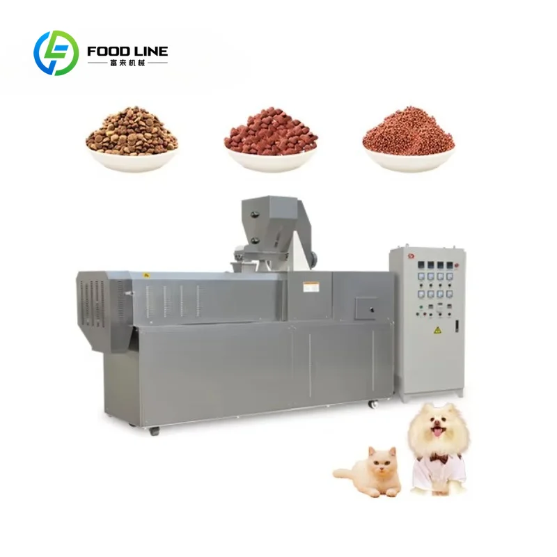 Customized Double Screw Extruded Poultry Cat Dog Fish Feed Pellet Making Machine Cat Food Making Machine