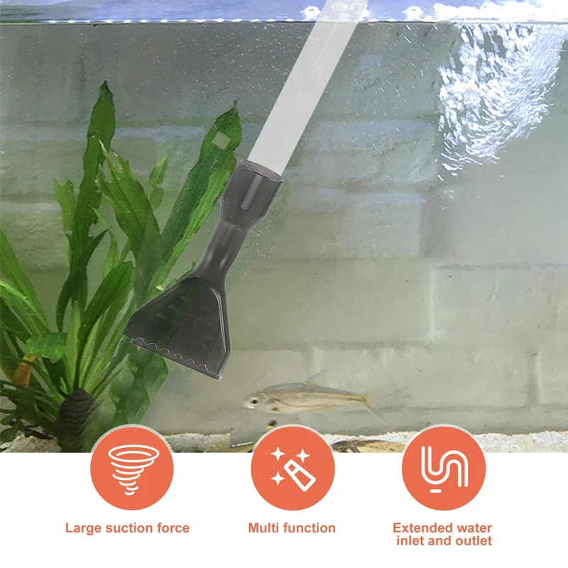 Aquarium Gravel Vacuum Cleaner Fast Fish Tank Siphon Cleaning Seaweed Scraper Air Press Button Water Changer Kit