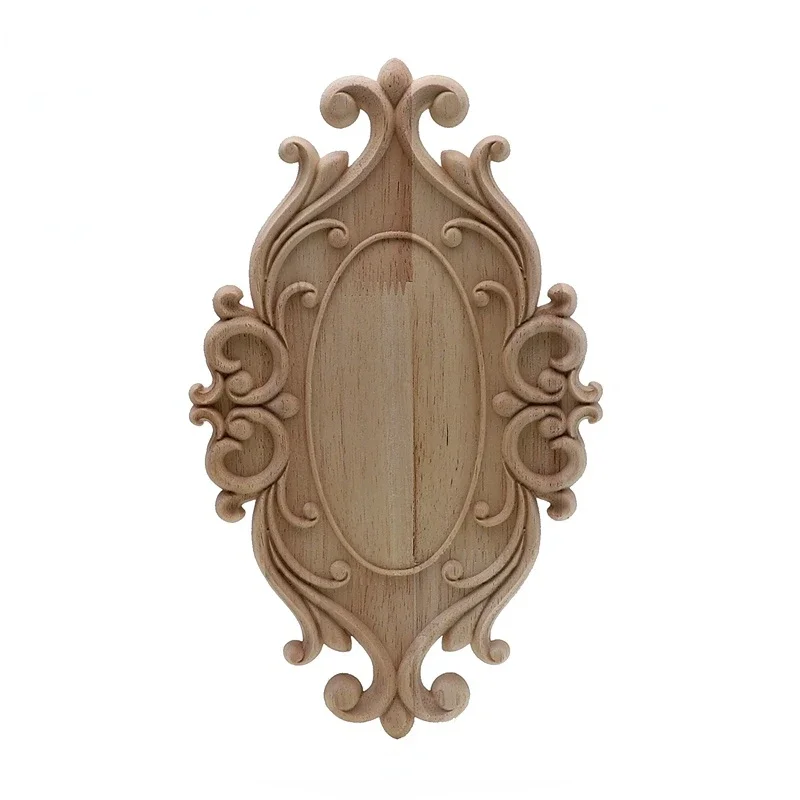 Apliques de madera Natural con tallado de flores para muebles, molduras de madera sin pintar, calcomanía, estatuilla decorativa, nuevo