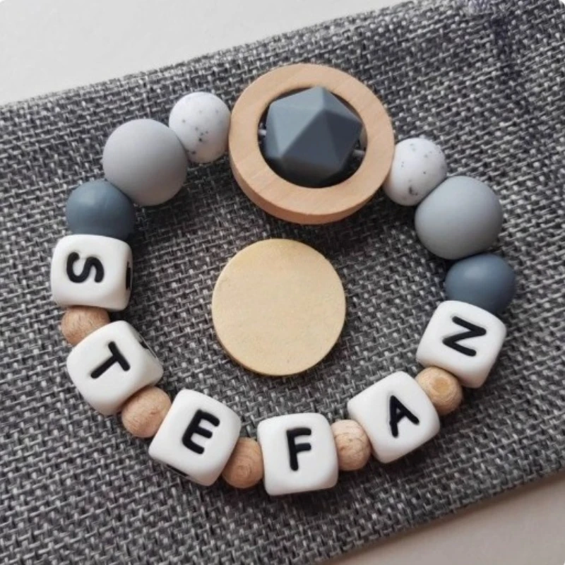 

Baby Personalized Bracelet Customized Name Newborn Pacifier Teething Toy Custom Teethers Dummy Nipple Holder Newborn Accessories