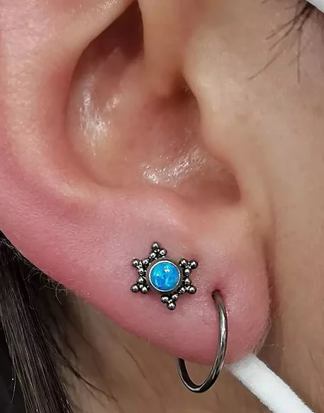 16G Implant Grade Titanium ASTM F136 Internal Thread Screw Opal CZ Gem Labret Cartilage Helix Ear Tongue Piercing Body Jewelry