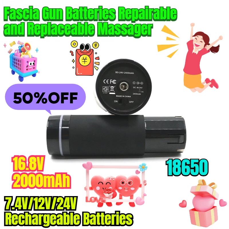 

16.8V 2000mAh Fascia Gun Batteries Repairable and Replaceable Massager 7.4V/12V/24V Rechargeable Batteries