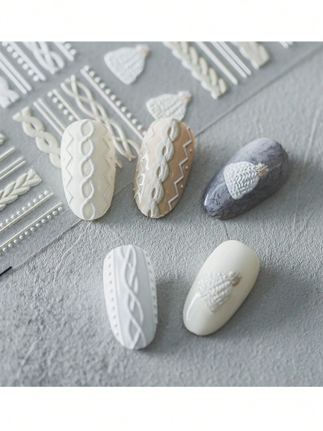 1 foglio adesivo per unghie 5D elegante modello maglione con adesivo decalcomanie decorazione adesivi per unghie fai da te