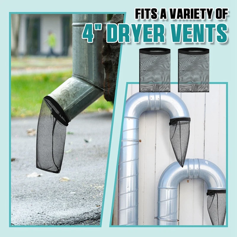 6 Pcs Ryer Vent Lint Bags For Vent Exterior Dryer Lint Trap Dryer Lint Cover For Outdoor Outside Capturing House Vent Black