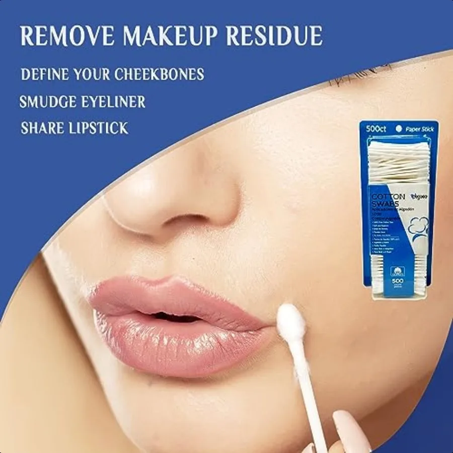 프리미엄 면봉, 미용 및 가정용, 100% 순면 500개입 오리지널 면봉.