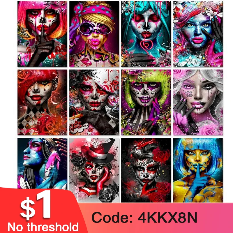 GATYZTORY 40x50cm Painting By Number Terror Woman Painting Art Supplies Paint Kit Picture By Number Diy Gift Home Decors