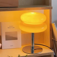 Trichromatic LED Bauhaus Macaron mushroom Glass Table Lamp Mood lighting,Girl bedside lamp decorative,Eye Protection Night light