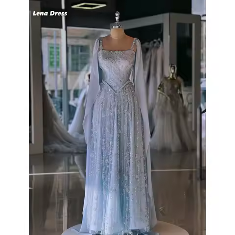Lena Beaded Lace Elegant Evening Dresses for Woman Luxury Women Evening Dress Custom Made Line A Shawl Bespoke Occasion Dresses