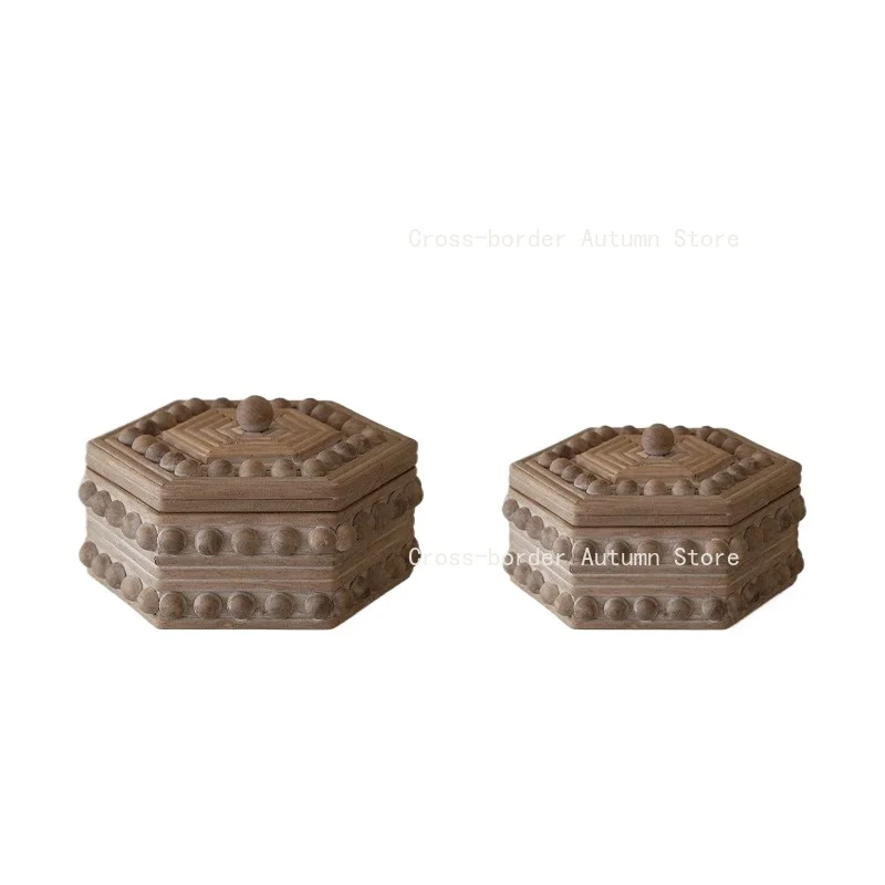 

Wabi Sabi Handmade Wooden Hexagonal Storage Box Retro Jewelry Box Home Decor