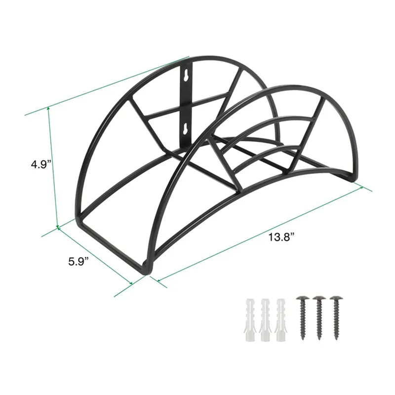 Wall Mounted Garden Irrigation Hose Pipe Hanger Metal Rack Tap Watering Hose Organizer Storage Holder for Garden Supplies