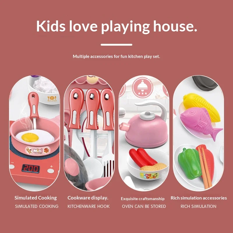 New Kids Play Kitchen Electric Toy Set Simulated Induction Cooker With Light And Music Cookware And Food Parts For Toddlers