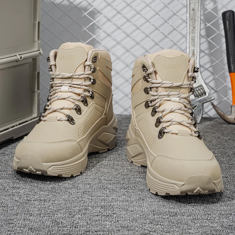 Men's High Top Sneakers Non-slip Wear-resistant Outdoor Hiking Shoes Travel Camping Sports Fashionable Versatile Casual Shoes