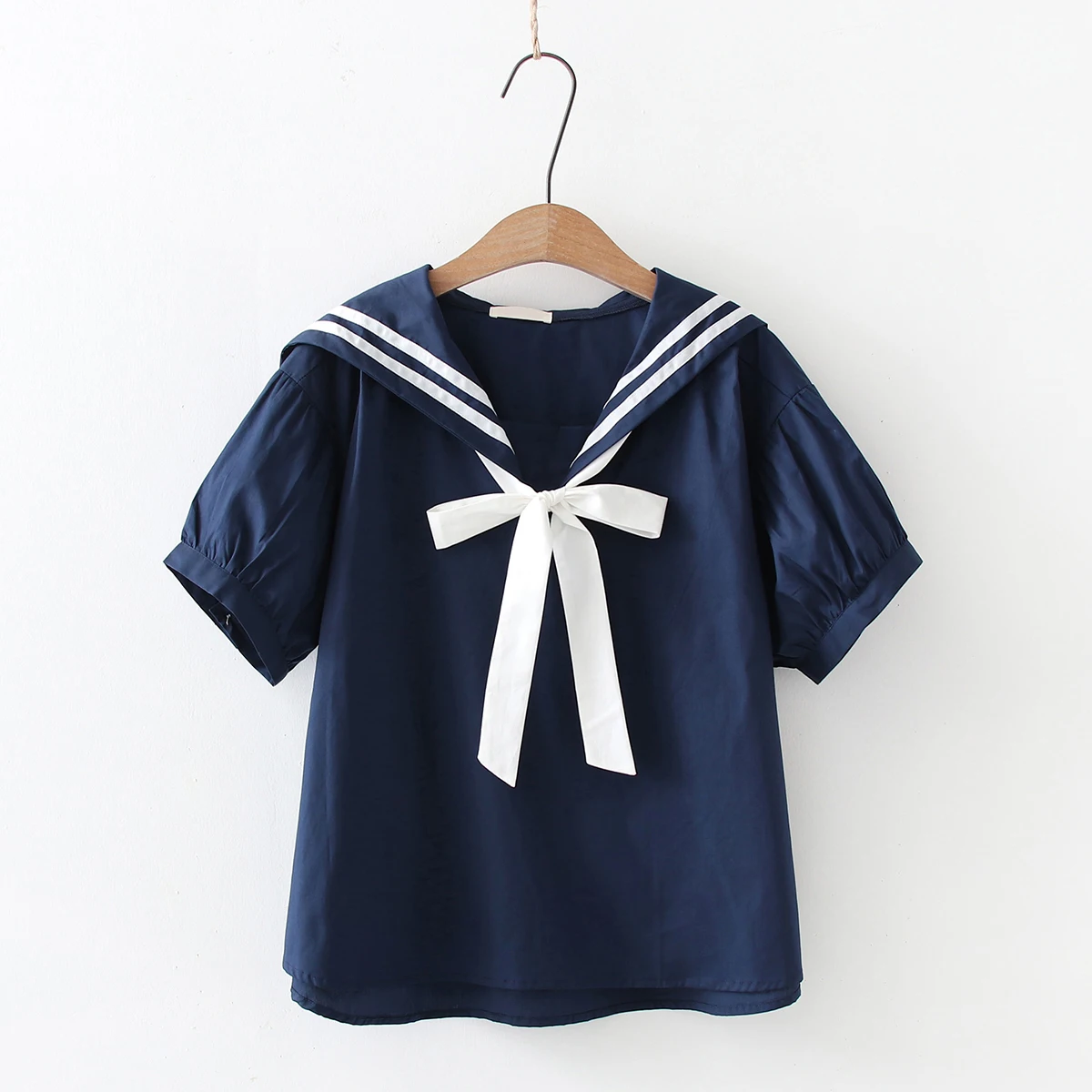 

Gothiscyn Japanese Preppy Style Half Sleeved Shirt for Women's Summer Loose Bow Sailor Collar Short-sleeved Shirt Female Clothes