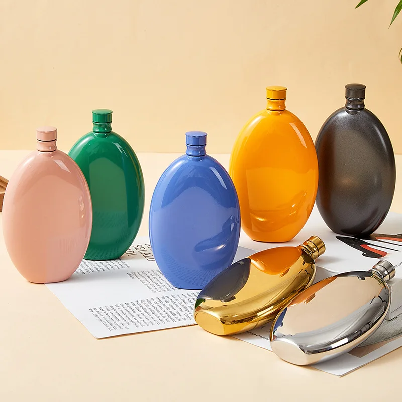 5oz Stainless Steel circleHip Flask pocket with funnel key chain Hip Flask gift package Alcohol Whiskey Hip Flask Screw Cap