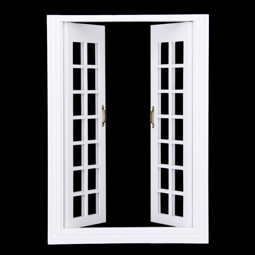 باب خشبي مصغر لبيت الدمى، باب فرنسي تقليدي بمفصلات لأثاث بيت الدمية بمقياس 1 12