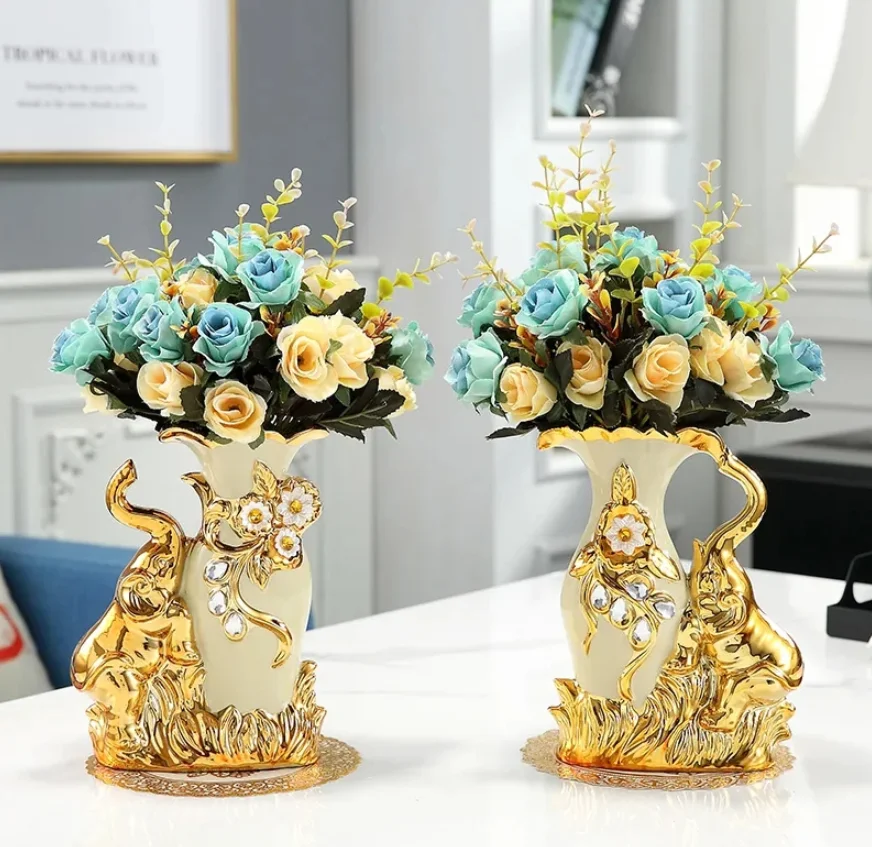 

Modern Minimalist Home Living Room Entrance Gold Glass Vase Light Luxury Wind Desktop Flower Container Decorations Ornaments