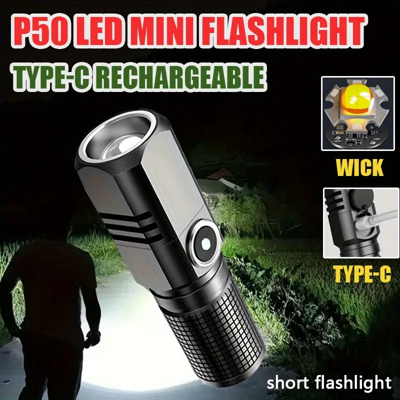 

Карманный мощный светодиодный фонарик XHP50, 4-ядерный EDC-фонарик, USB C, перезаряжаемый масштабируемый фонарик, лампа для аварийного кемпинга