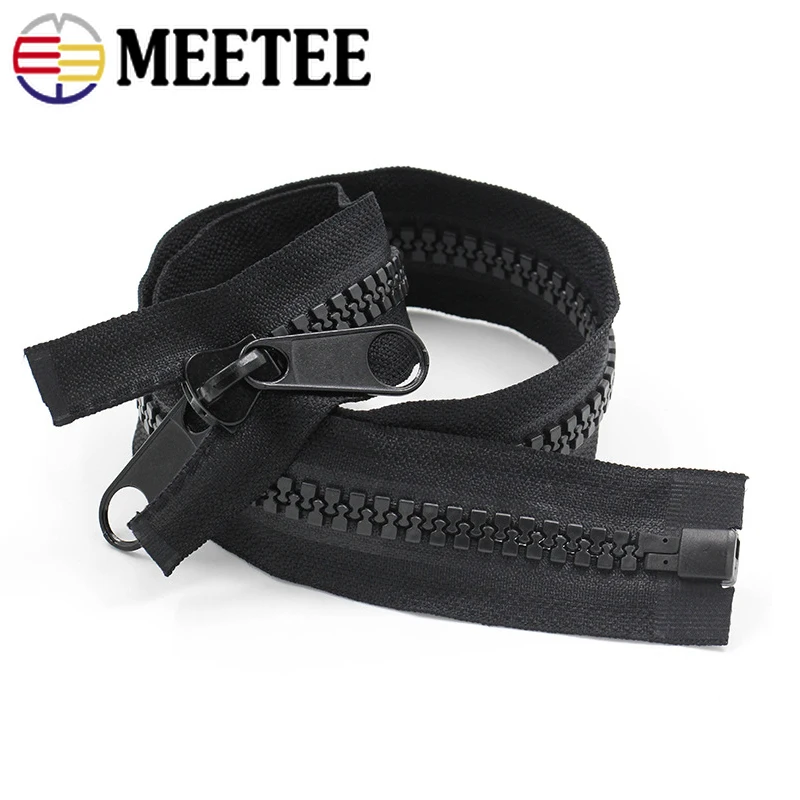 Meetee 60-400cm 10# Resin Zippers Open-end Single Double Sided Slider Zipper for Sleeping Bags Tent Long Zip Sewing Accessories