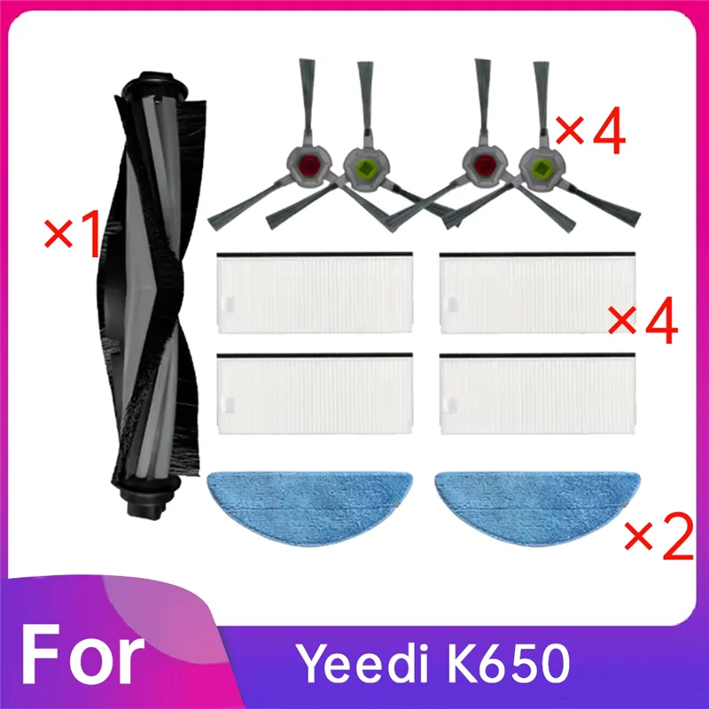 A85I-For Yeedi K650 الذاتي تفريغ روبوت فراغ الجانب الرئيسي فرشاة خرقة كيس لجميع الغبار الأنظف أجزاء استبدال طويلة الأمد قطع الغيار