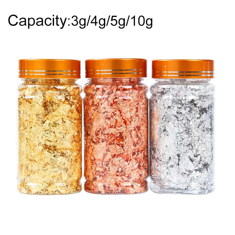 3/4/5/10g Shiny Gold Leaf Flakes Sequins Glitters Confetti for Painting Arts Nail Art Foil Decorative Paper Resin Mold Fillings