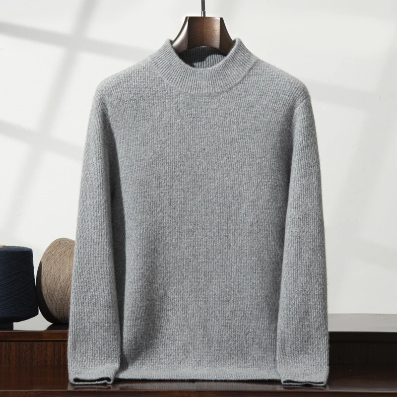 ZOCEPT Winter Thickened Sweater for Men High Quality 100% Goat Cashmere Pullover Sweater Knitted Solid Casual Thickening  Jumper