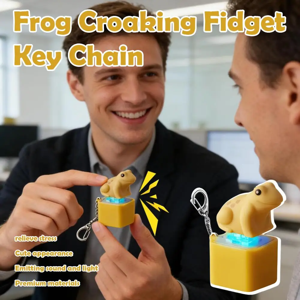 Hot Koop Spraakgestuurde Kikker Sleutelhanger LED Light Up Stress Fidget Speelgoed Druk-naar-Trigger Realistische Kikker oproepen Draagbare Sleutel