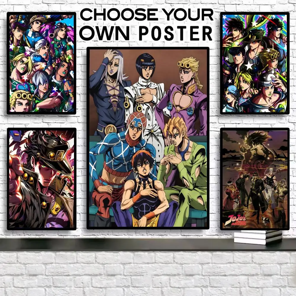 Cartoon Anime J-JoJo's Bizarre Adventure Poster, selbstklebender Wandkunstdruck, wasserfest, für Zuhause, Wohnzimmer, Schlafzimmer, ästhetische Dekoration