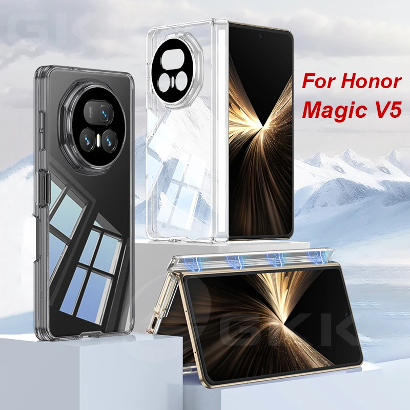 

Transparent Airbag Bumper Corner Case for Honor Magic V5 Back Hinge Magnetic Higher Lens Protective Soft Cover For Magic V5 Case