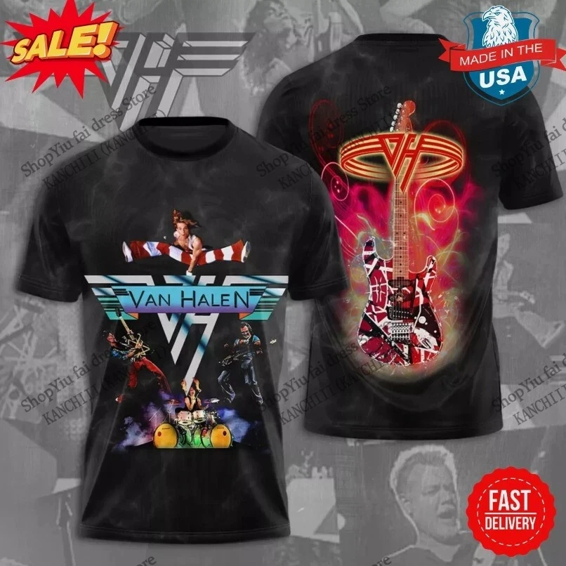 Vintage Rock Band Van Halen 3d Print T-shirt Men Women Fashion Casual Short Sleeve Tshirt Kids Tops Tees Mens Clothing Fan New
