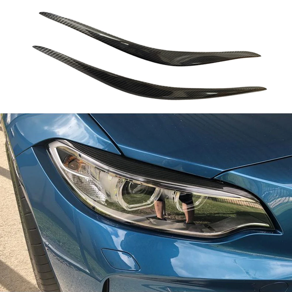 Carbon Fiber Headlights Eyebrow Eyelid Sticker for BMW F87 M2 F22 F23 218i 220i 228i M235i M240i M Sport Coupe 2014 - 2019 2pcs 5