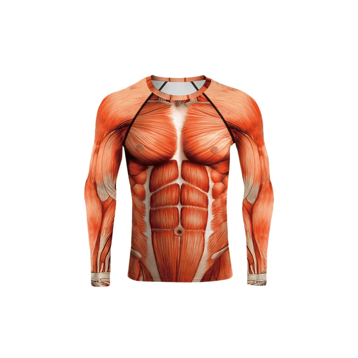 2026 Sommer Herren Neu 3D Muskel-Print Fitness Boxen Outdoor Sport Schnelltrocknend Freizeit Langarm Kompressionsshirt – Detail 3