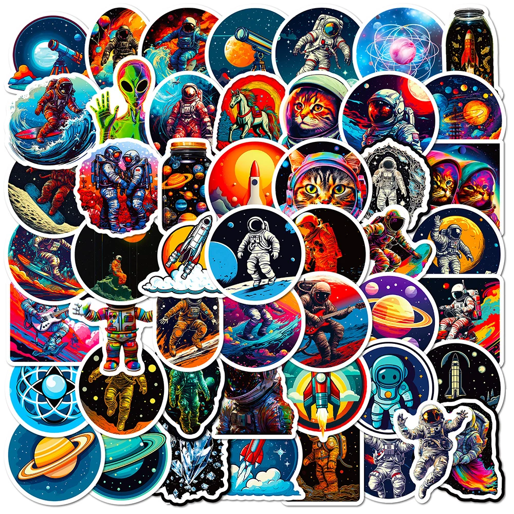 10/30/50Pcs Cool Graffiti Astronaut Stickers Outer Space Cartoon Anime Decals DIY Skateboard Fridge Phone Waterproof Sticker Toy