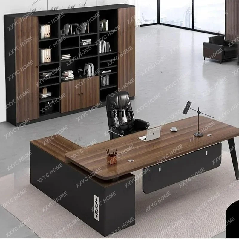 NQ52  Organizers Shelves Office Desk Aesthetic  Multifunctional Long Office Desk Lshaped Wooden Escritorio Oficina