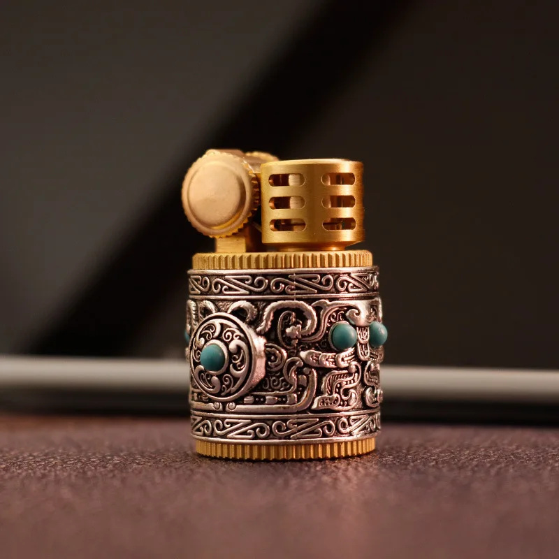 CHIEF Creative Mini Embossed Lighter Pure Copper Retro Personalized Armor Little Fat Pier Lighter Collectible
