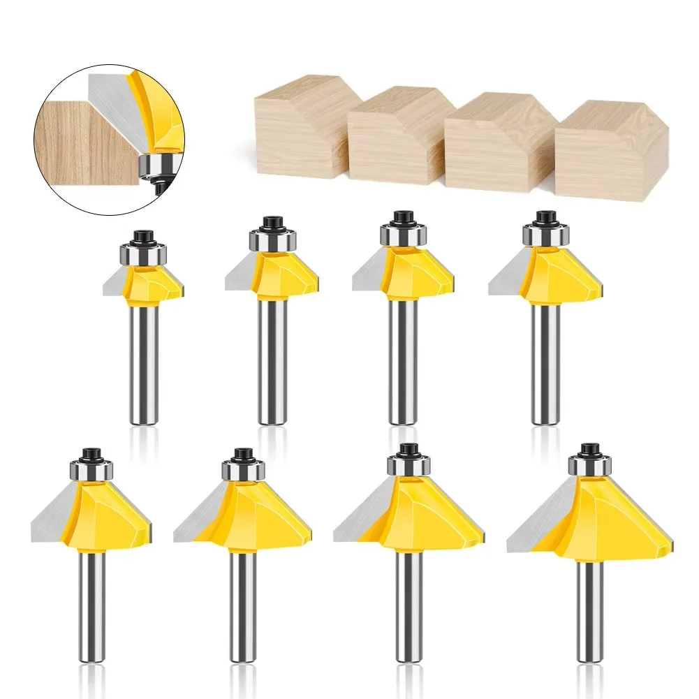

1 Pc 8mm Shank 45 Degree Bevel Router Bit Woodworking Milling Cutter Trimming Machine Engraving Machine Cutter Woodworking Tools