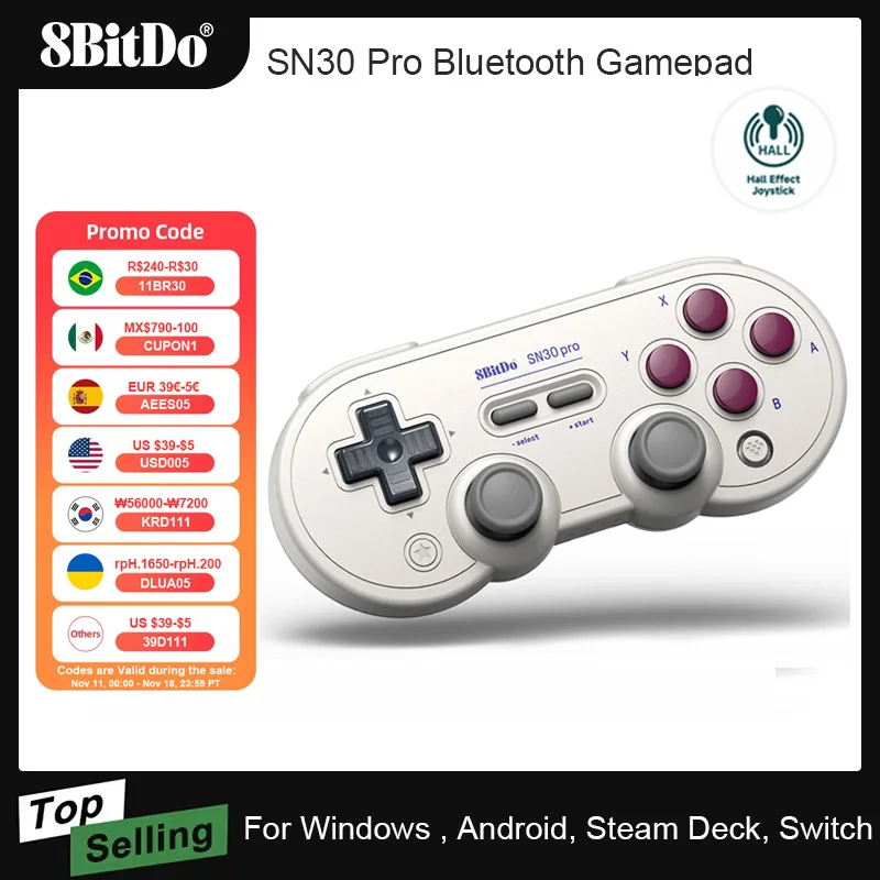 AKNES 8BitDo SN30 Pro Special Edition Wireless Bluetooth Gamepad Controller Joystick for Nintendo Switch Windows Android Steam