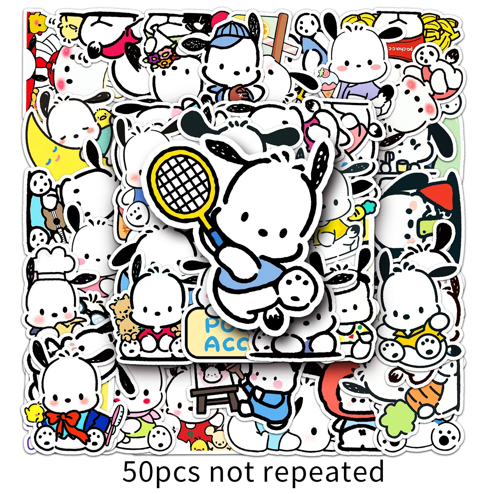 50 Stks/set Sanrio Serie Hoge Kwaliteit Pochacco Stickers Kawaii Pochacco Cartoon Decoratie Diy Hand Account Dagboek Stickers Geschenken